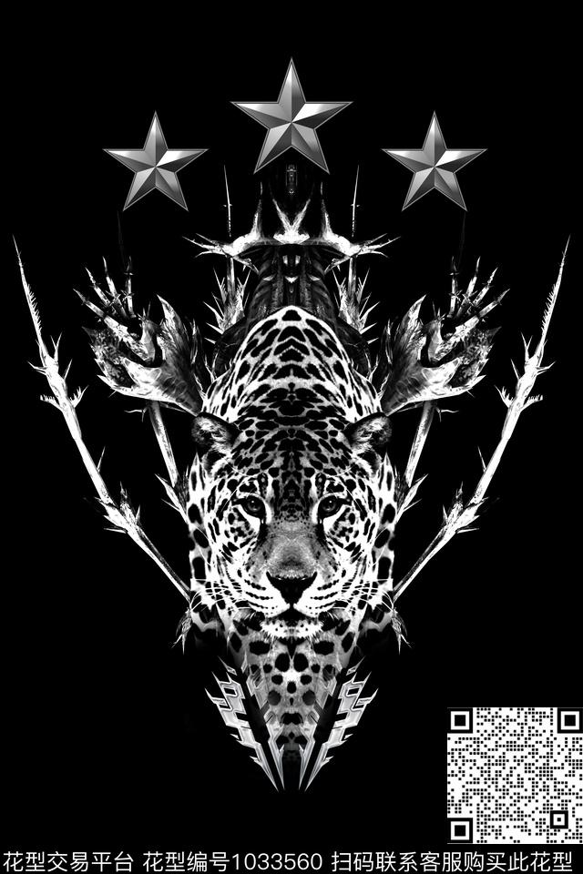 抽象男装动物数码印花华亿平台下载（图片编号: 1033560） - 瓦栏（Walan）