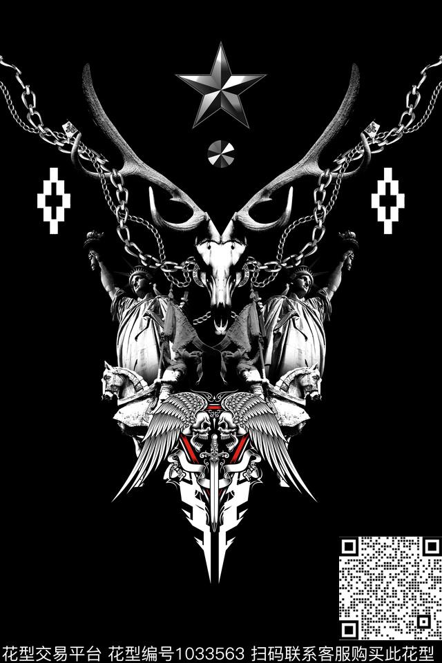 抽象男装动物数码印花华亿平台下载（图片编号: 1033563） - 瓦栏（Walan）