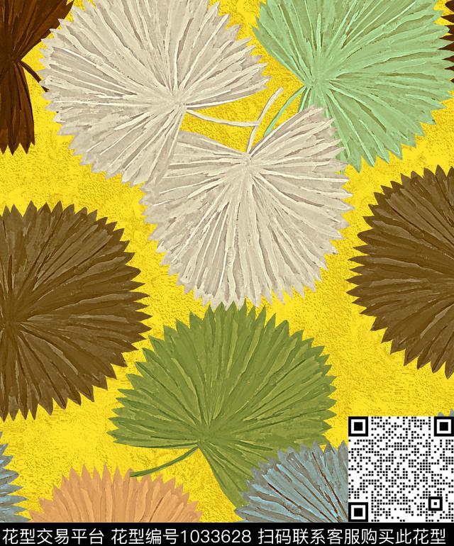 条纹植物抽象数码印花华亿平台下载（图片编号: 1033628） - 瓦栏（Walan）