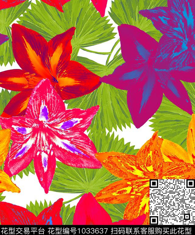 条纹植物抽象数码印花华亿平台下载（图片编号: 1033637） - 瓦栏（Walan）