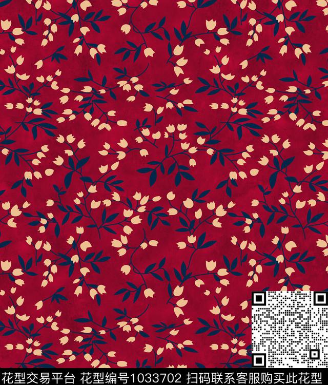 小碎花绿植树叶水彩叶子数码印花华亿平台下载（图片编号: 1033702） - 瓦栏（Walan）