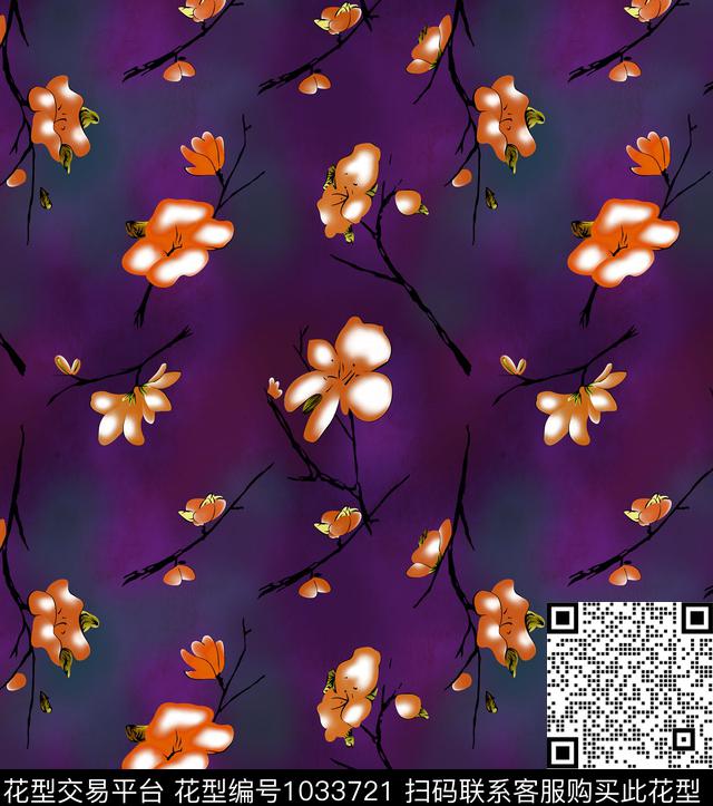 玉兰花花卉底纹数码印花华亿平台下载（图片编号: 1033721） - 瓦栏（Walan）