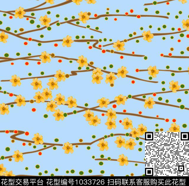 条纹花卉女装数码印花华亿平台下载（图片编号: 1033726） - 瓦栏（Walan）