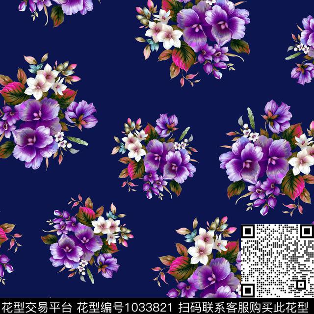 数码华亿平台黑底花卉花卉数码印花华亿平台下载（图片编号: 1033821） - 瓦栏（Walan）