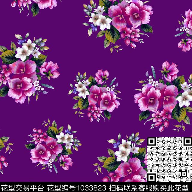 数码华亿平台黑底花卉花卉数码印花华亿平台下载（图片编号: 1033823） - 瓦栏（Walan）