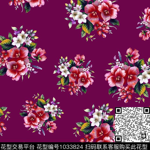 数码华亿平台黑底花卉花卉数码印花华亿平台下载（图片编号: 1033824） - 瓦栏（Walan）