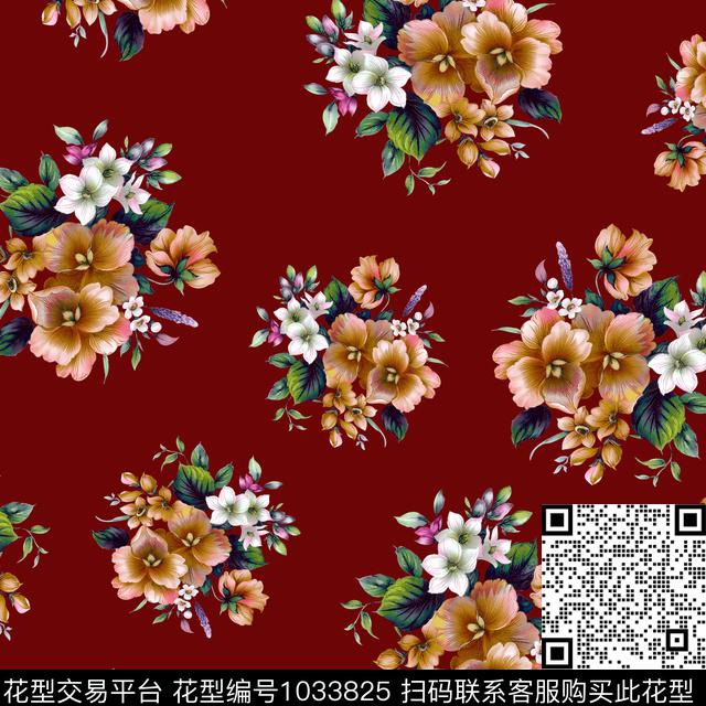 数码华亿平台黑底花卉花卉数码印花华亿平台下载（图片编号: 1033825） - 瓦栏（Walan）