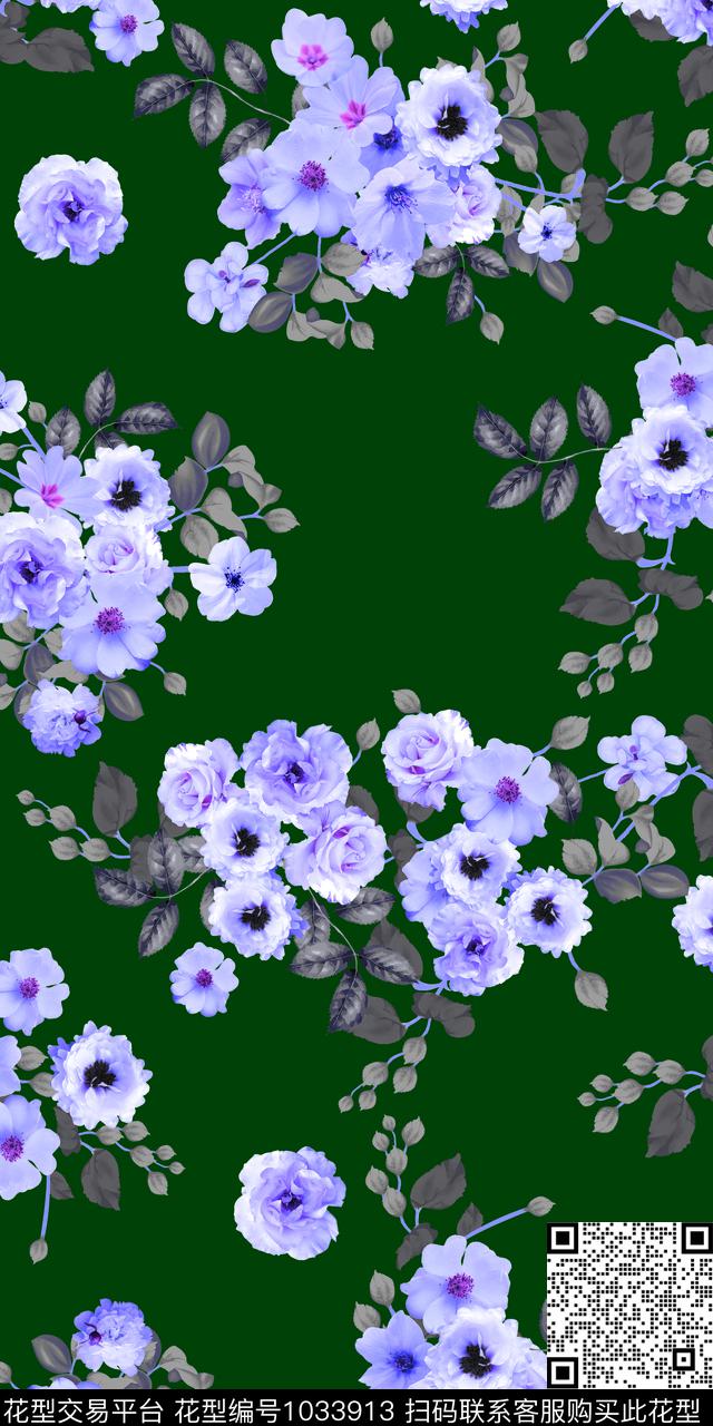 手绘玫瑰手绘花卉花卉数码印花华亿平台下载（图片编号: 1033913） - 瓦栏（Walan）