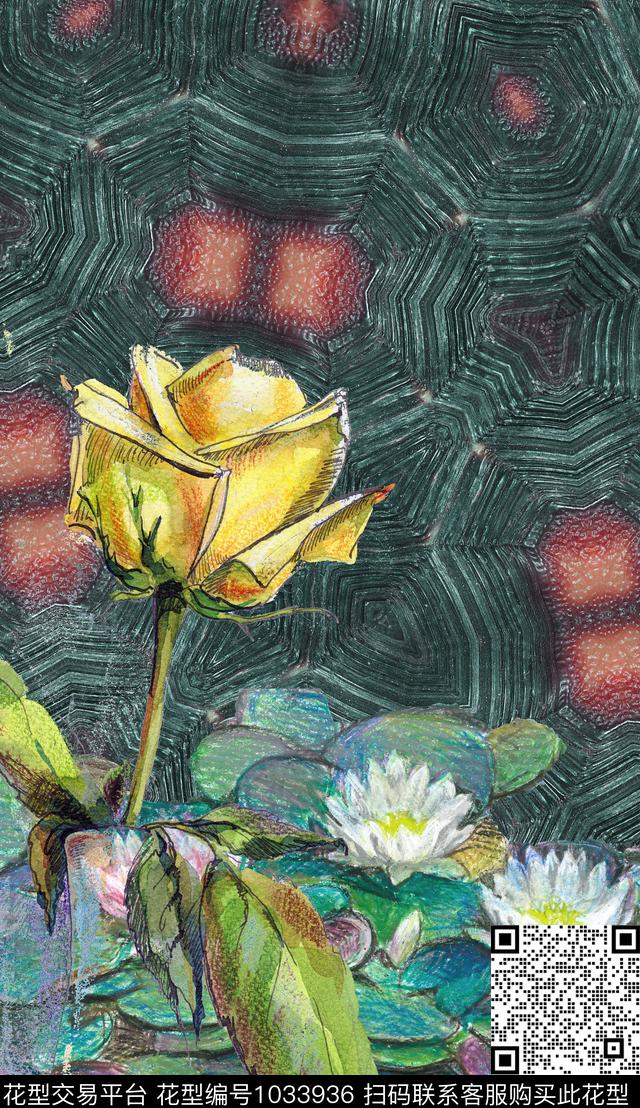 大花定位花花卉数码印花华亿平台下载（图片编号: 1033936） - 瓦栏（Walan）