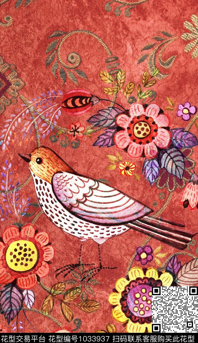 休闲定位花动物数码印花华亿平台下载（图片编号: 1033937） - 瓦栏（Walan）