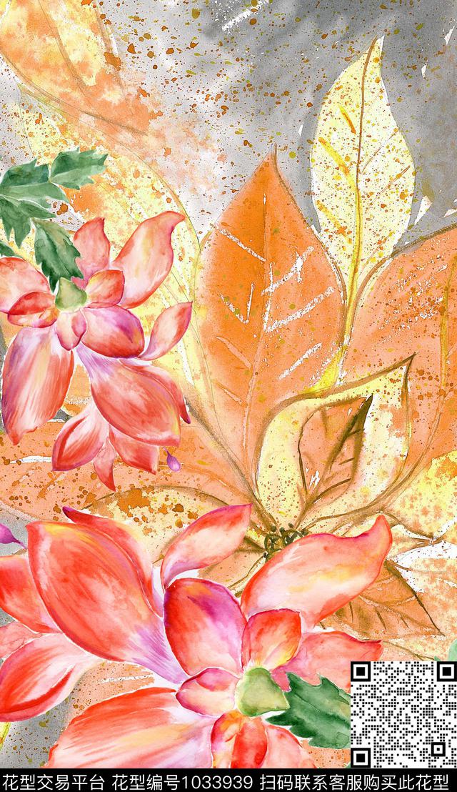 大花定位花花卉数码印花华亿平台下载（图片编号: 1033939） - 瓦栏（Walan）
