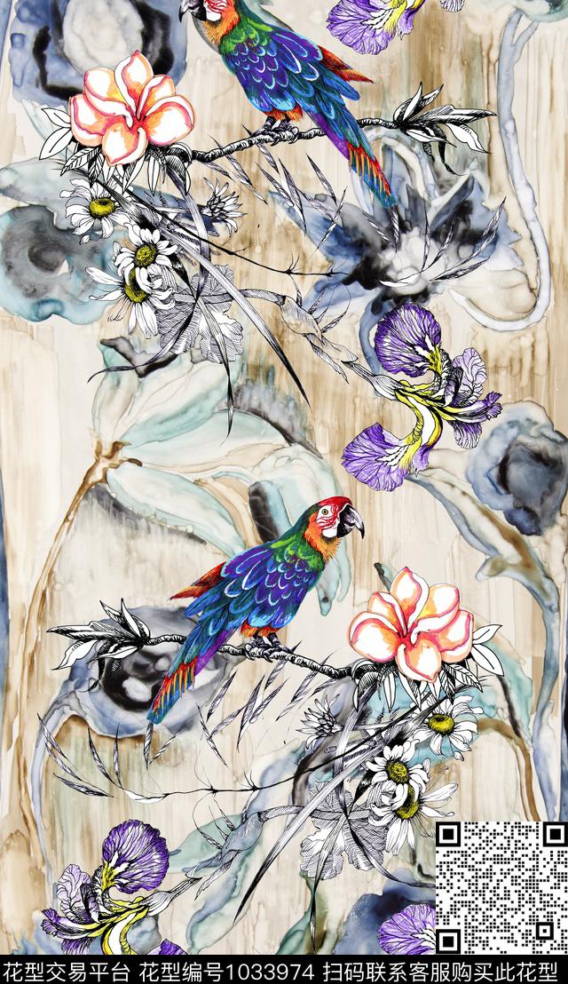 休闲定位花动物数码印花华亿平台下载（图片编号: 1033974） - 瓦栏（Walan）