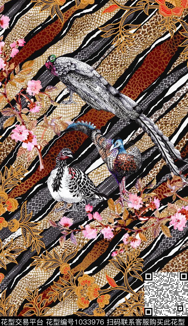 休闲定位花动物数码印花华亿平台下载（图片编号: 1033976） - 瓦栏（Walan）
