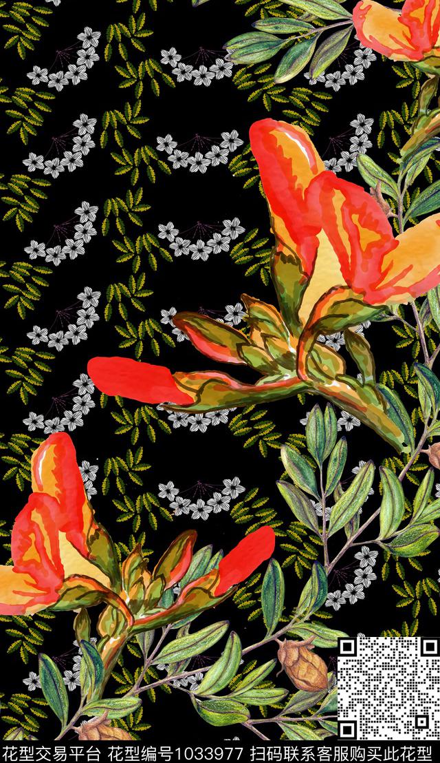 定位花花卉复古数码印花华亿平台下载（图片编号: 1033977） - 瓦栏（Walan）
