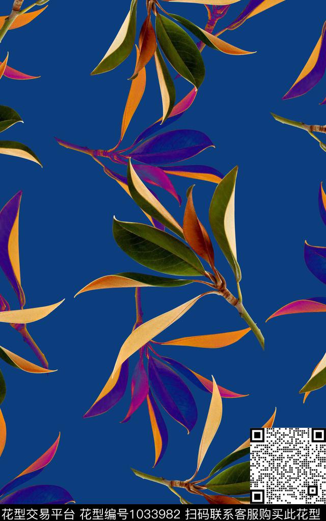 复古女装绿植树叶趣味数码印花华亿平台下载（图片编号: 1033982） - 瓦栏（Walan）