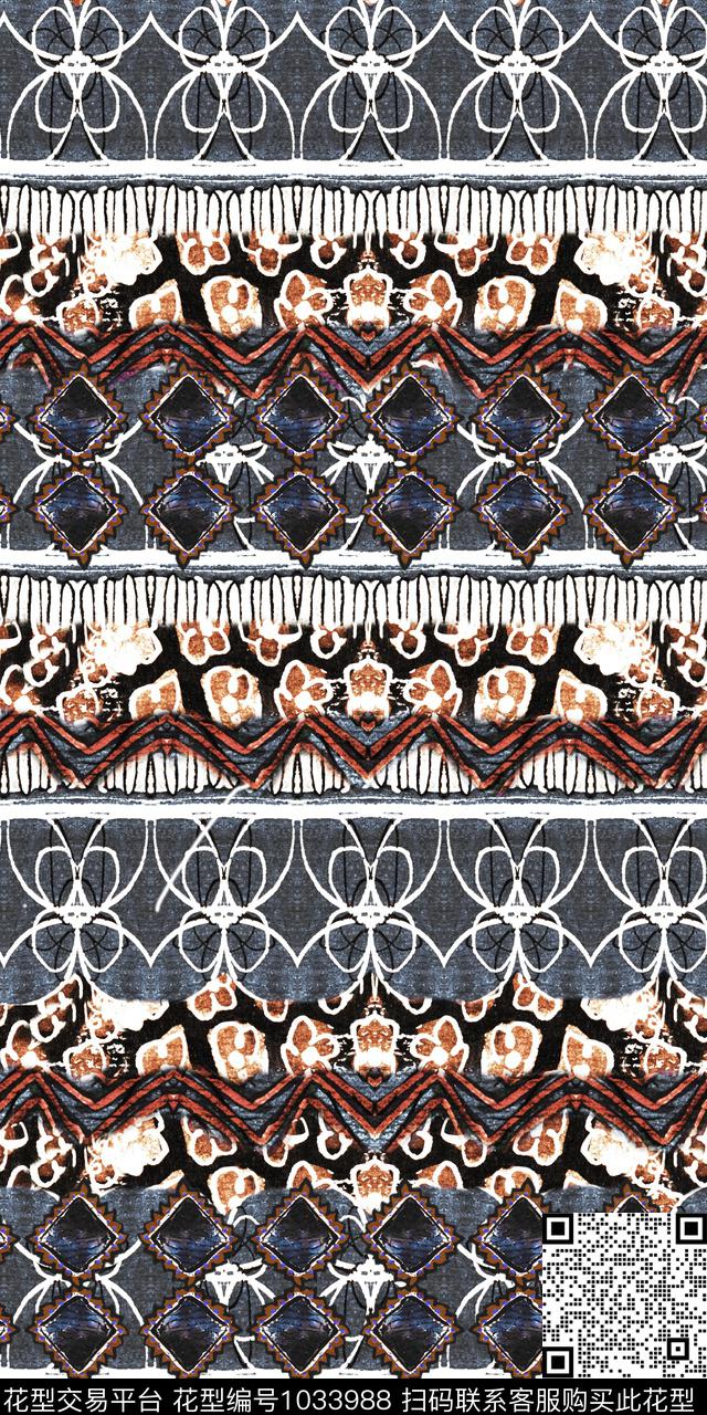 数码华亿平台民族风定位花数码印花华亿平台下载（图片编号: 1033988） - 瓦栏（Walan）