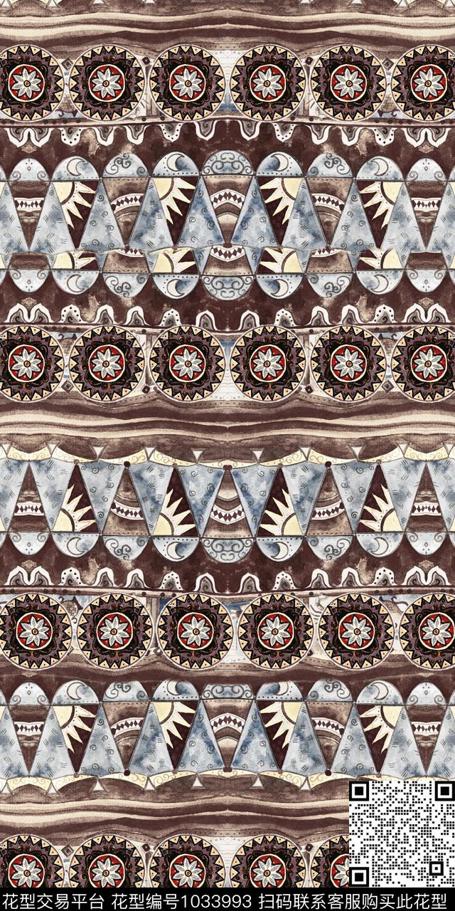 数码华亿平台民族风定位花数码印花华亿平台下载（图片编号: 1033993） - 瓦栏（Walan）