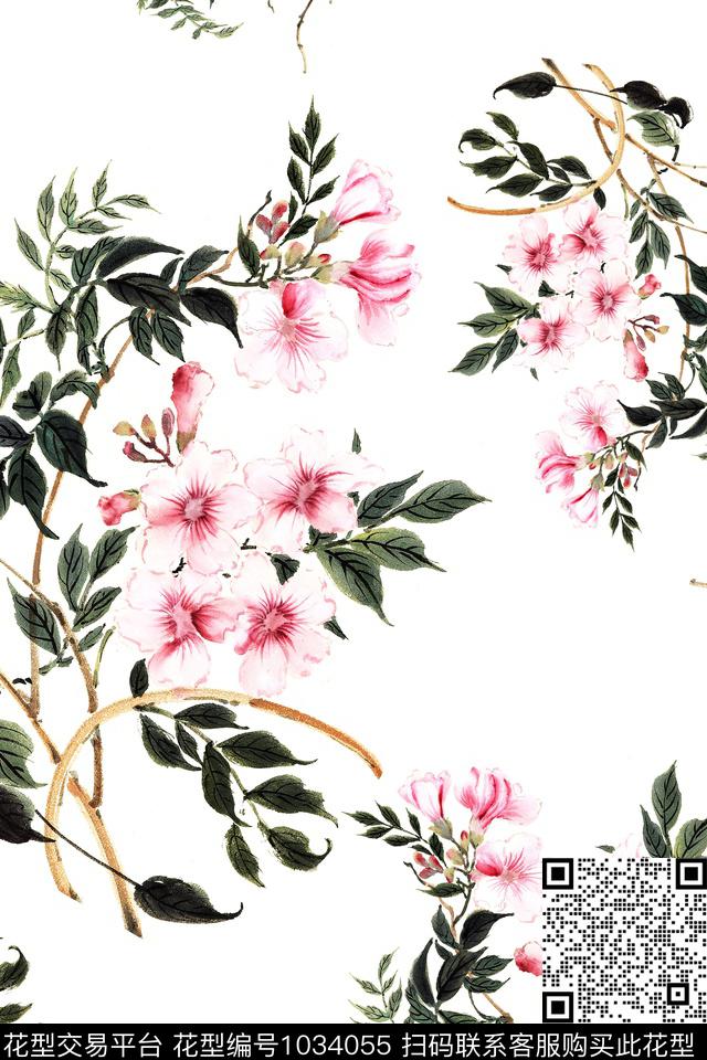 花卉女装清爽底花卉数码印花华亿平台下载（图片编号: 1034055） - 瓦栏（Walan）