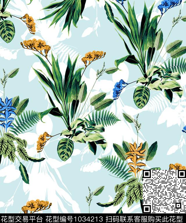 数码华亿平台花卉大牌风数码印花华亿平台下载（图片编号: 1034213） - 瓦栏（Walan）
