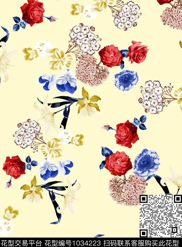 数码华亿平台花卉大牌风数码印花华亿平台下载（图片编号: 1034223） - 瓦栏（Walan）