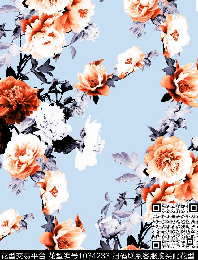 数码华亿平台花卉大牌风数码印花华亿平台下载（图片编号: 1034233） - 瓦栏（Walan）