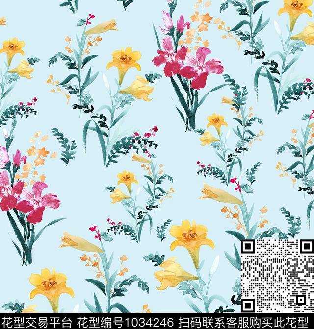 数码华亿平台花卉大牌风数码印花华亿平台下载（图片编号: 1034246） - 瓦栏（Walan）