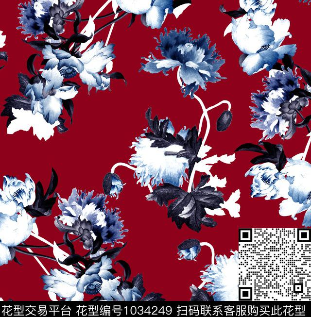 数码华亿平台花卉大牌风数码印花华亿平台下载（图片编号: 1034249） - 瓦栏（Walan）