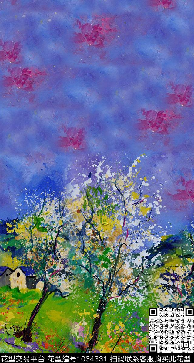 艺术数码华亿平台定位花数码印花华亿平台下载（图片编号: 1034331） - 瓦栏（Walan）