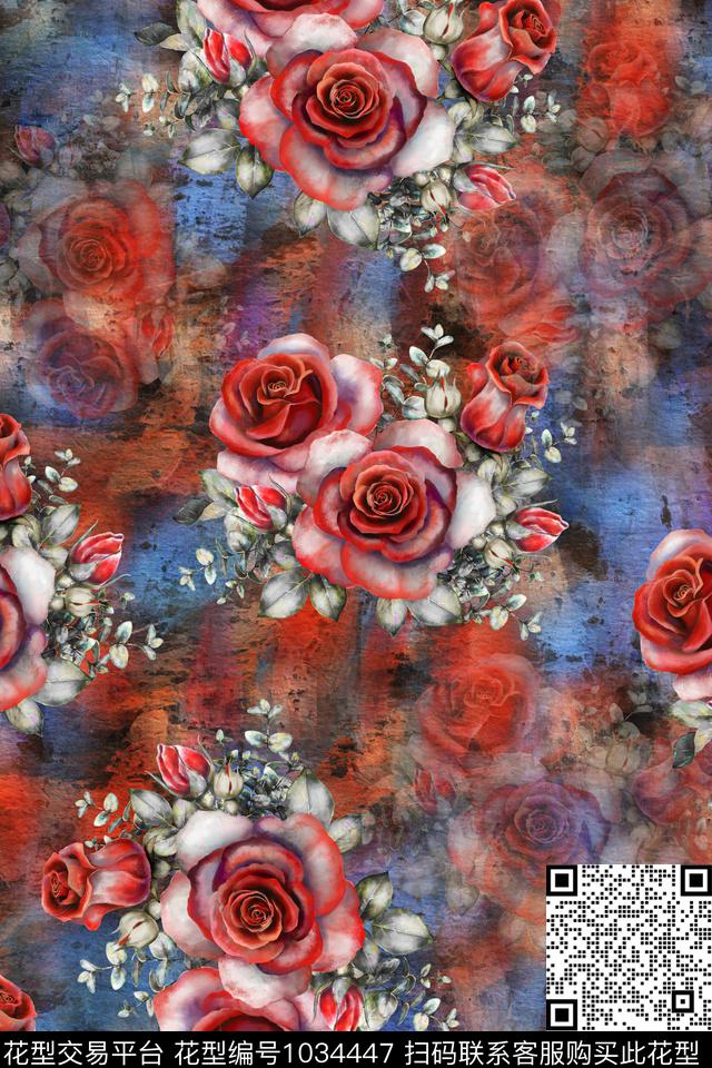 数码华亿平台抽象花卉数码印花华亿平台下载（图片编号: 1034447） - 瓦栏（Walan）