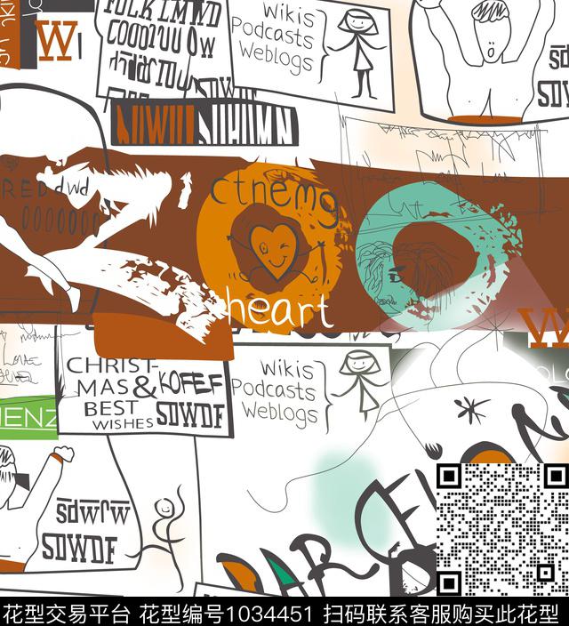 卡通抽象几何数码印花华亿平台下载（图片编号: 1034451） - 瓦栏（Walan）