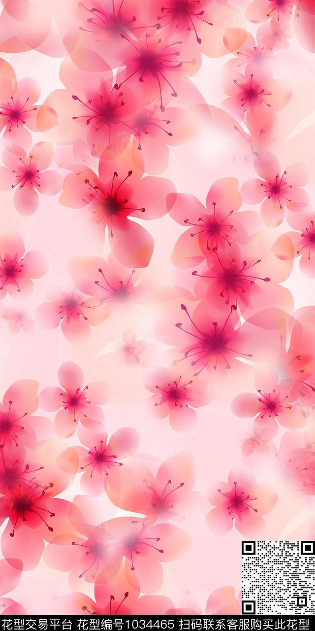 数码华亿平台水彩花卉花卉数码印花华亿平台下载（图片编号: 1034465） - 瓦栏（Walan）