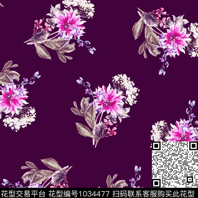 数码华亿平台黑底花卉花卉数码印花华亿平台下载（图片编号: 1034477） - 瓦栏（Walan）