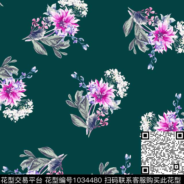 数码华亿平台黑底花卉花卉数码印花华亿平台下载（图片编号: 1034480） - 瓦栏（Walan）