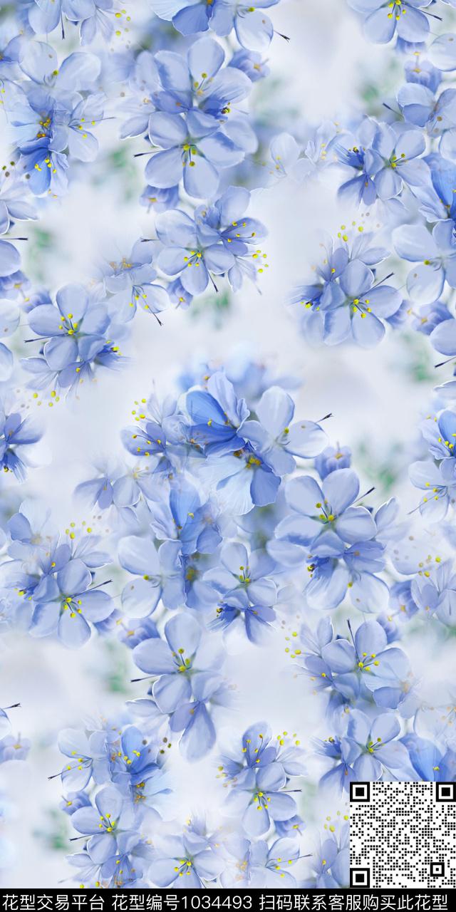 数码华亿平台水彩花卉花卉数码印花华亿平台下载（图片编号: 1034493） - 瓦栏（Walan）