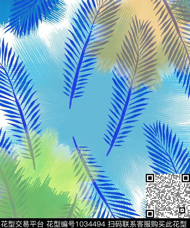 条纹植物抽象数码印花华亿平台下载（图片编号: 1034494） - 瓦栏（Walan）