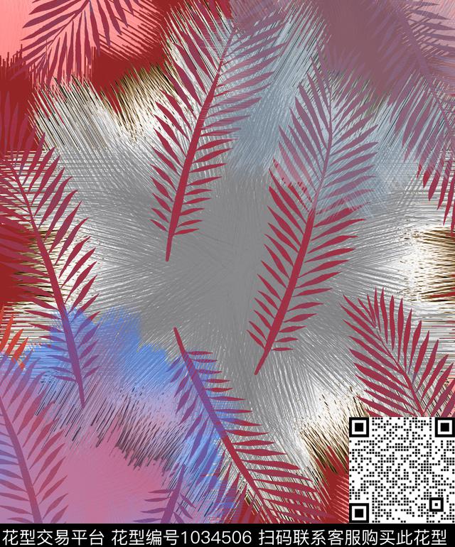 条纹植物抽象数码印花华亿平台下载（图片编号: 1034506） - 瓦栏（Walan）