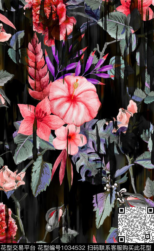 数码华亿平台花卉女装数码印花华亿平台下载（图片编号: 1034532） - 瓦栏（Walan）