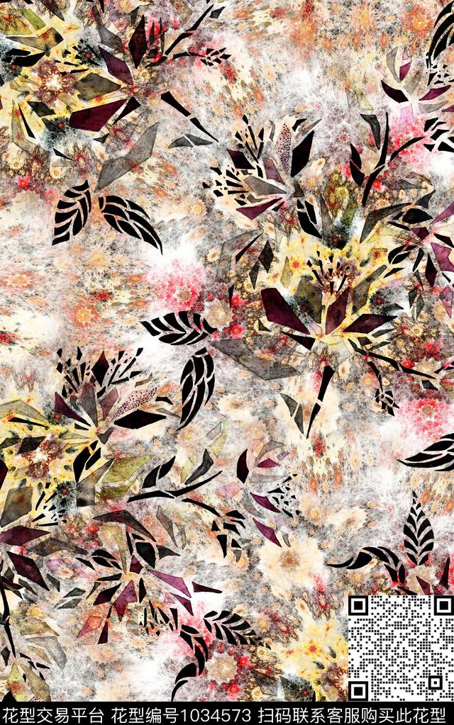 数码华亿平台民族风花卉数码印花华亿平台下载（图片编号: 1034573） - 瓦栏（Walan）