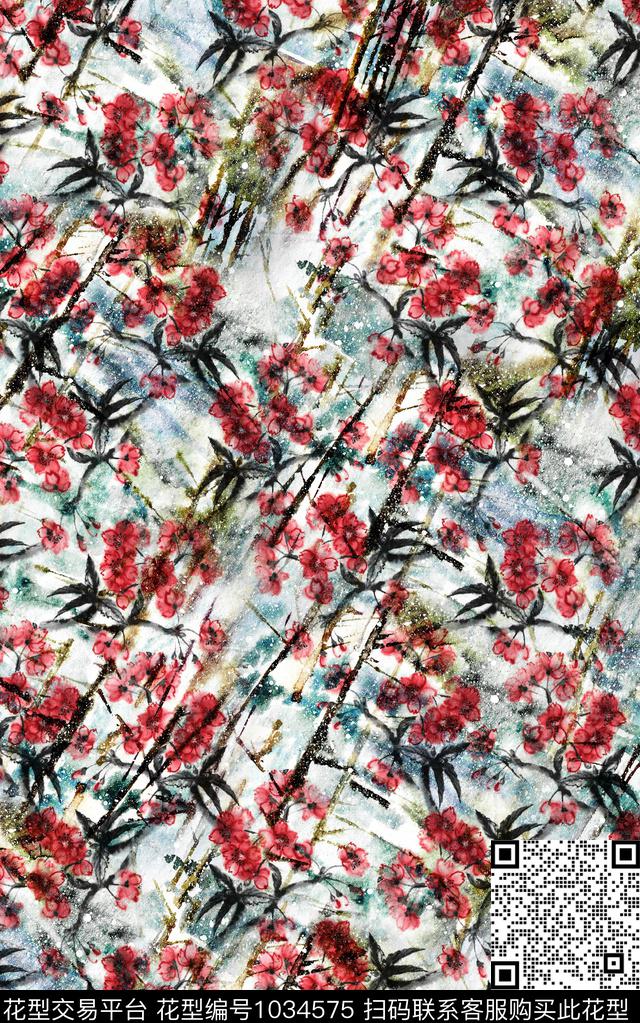 数码华亿平台民族风花卉数码印花华亿平台下载（图片编号: 1034575） - 瓦栏（Walan）