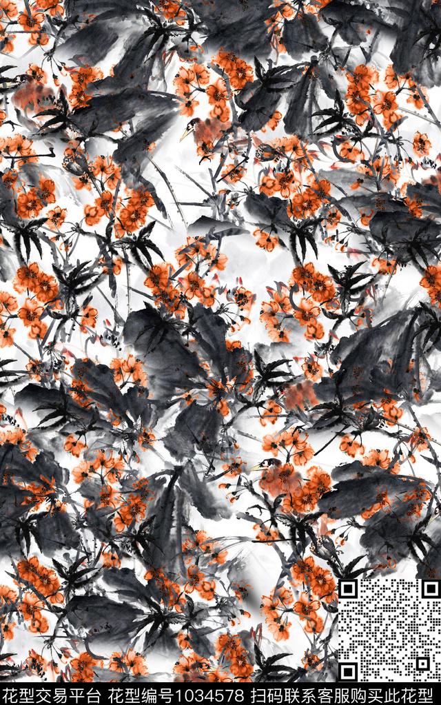 数码华亿平台民族风花卉数码印花华亿平台下载（图片编号: 1034578） - 瓦栏（Walan）
