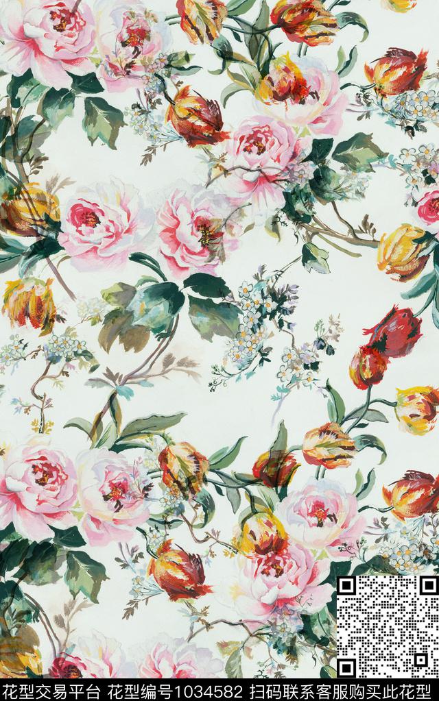 数码华亿平台民族风花卉数码印花华亿平台下载（图片编号: 1034582） - 瓦栏（Walan）