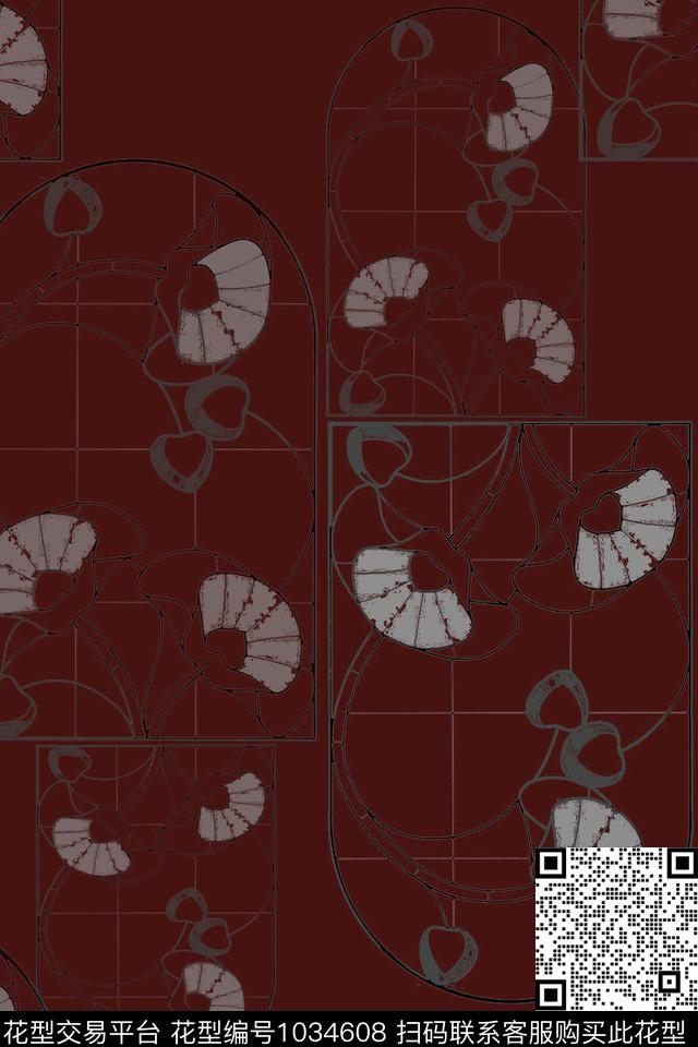 抽象风格化花卉男装休闲花卉传统印花华亿平台下载（图片编号: 1034608） - 瓦栏（Walan）