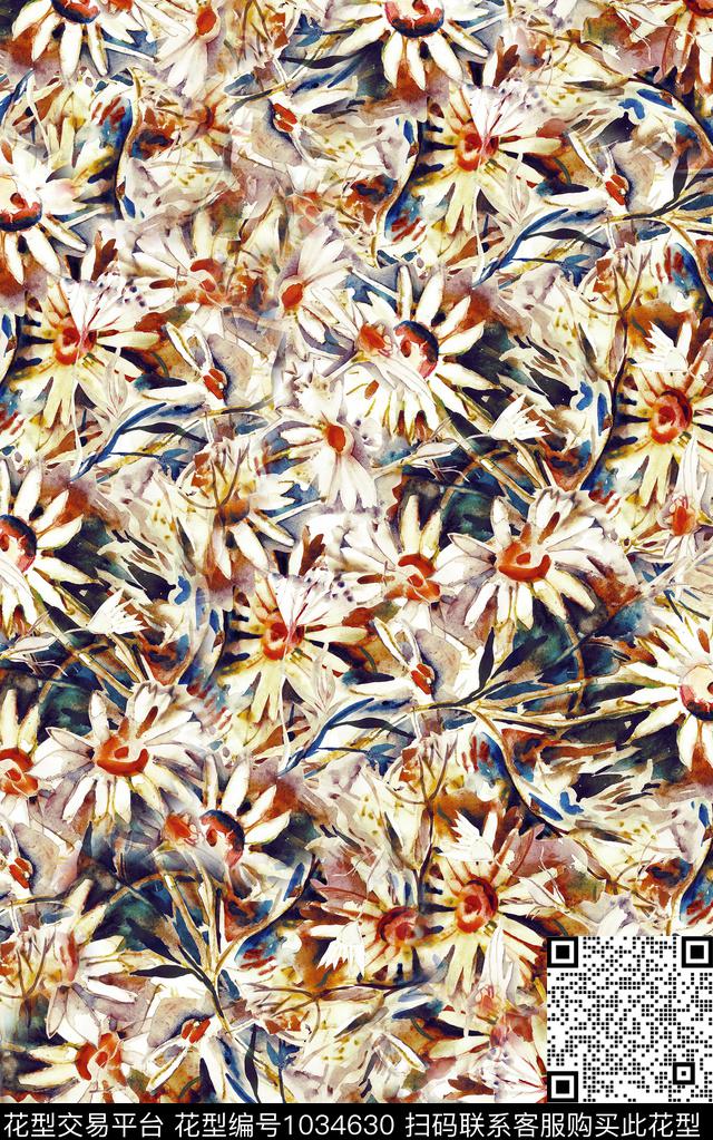 数码华亿平台民族风花卉数码印花华亿平台下载（图片编号: 1034630） - 瓦栏（Walan）