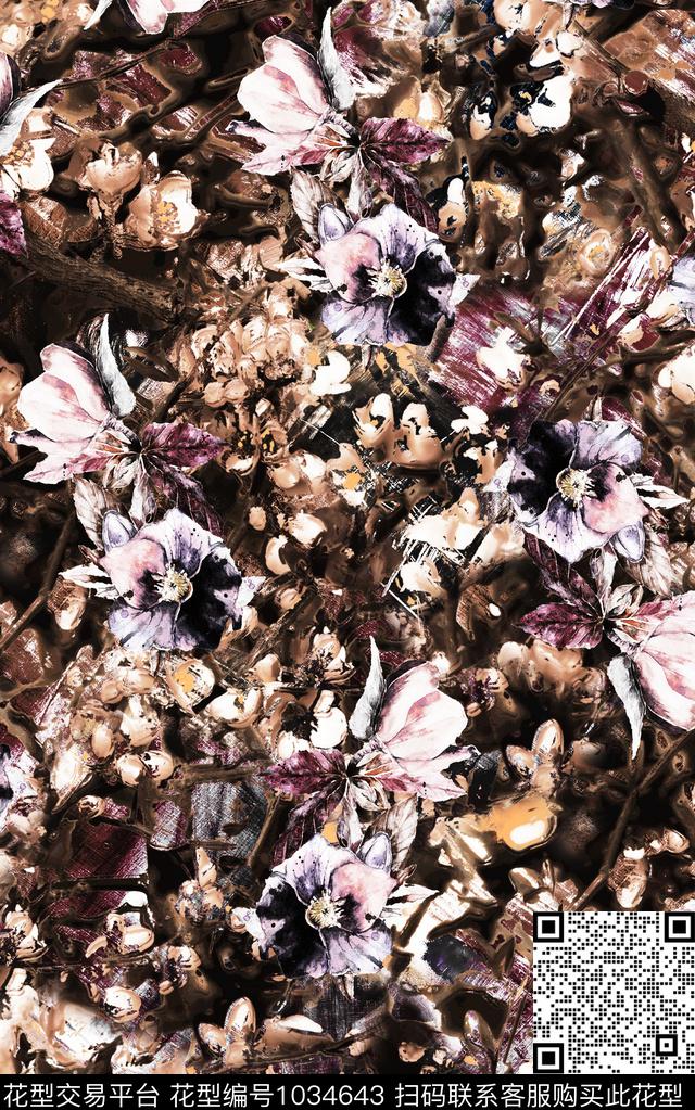 数码华亿平台民族风花卉数码印花华亿平台下载（图片编号: 1034643） - 瓦栏（Walan）