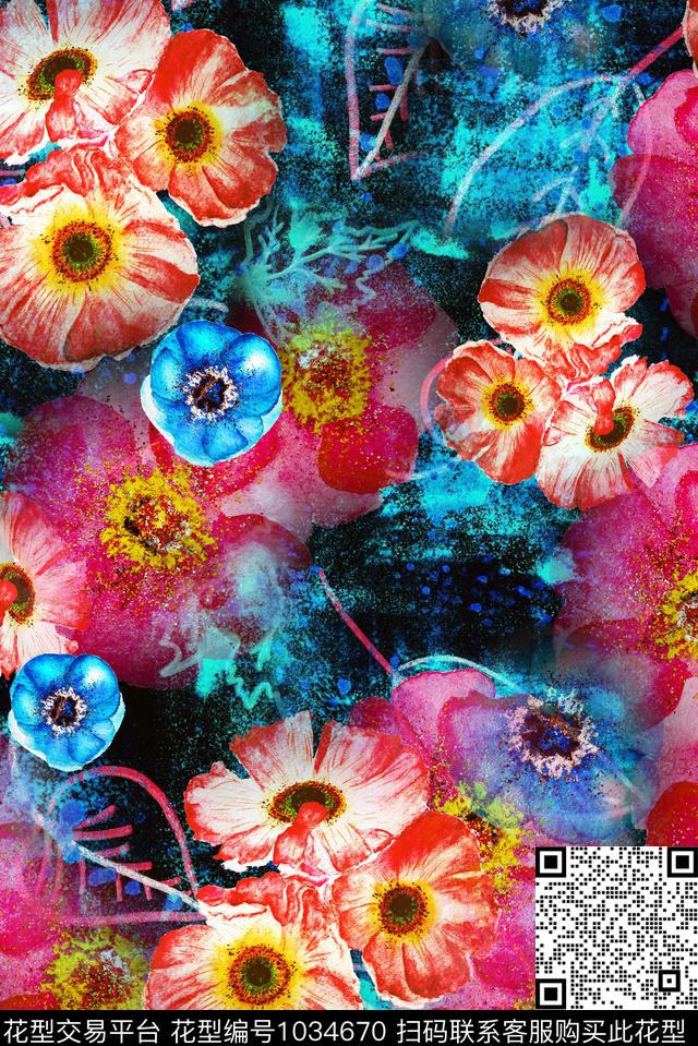 大花数码华亿平台花卉数码印花华亿平台下载（图片编号: 1034670） - 瓦栏（Walan）