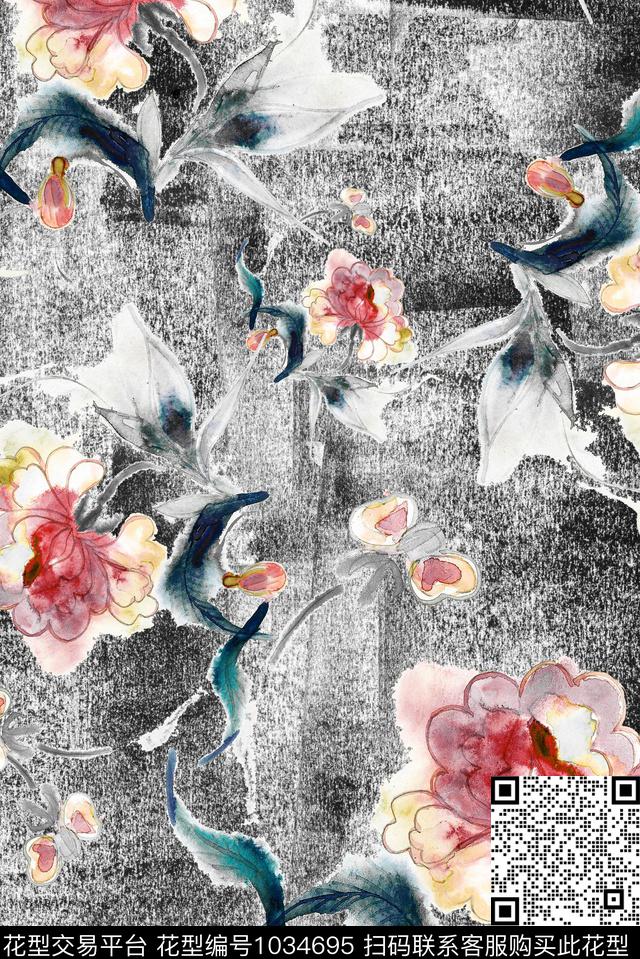 大花数码华亿平台花卉数码印花华亿平台下载（图片编号: 1034695） - 瓦栏（Walan）