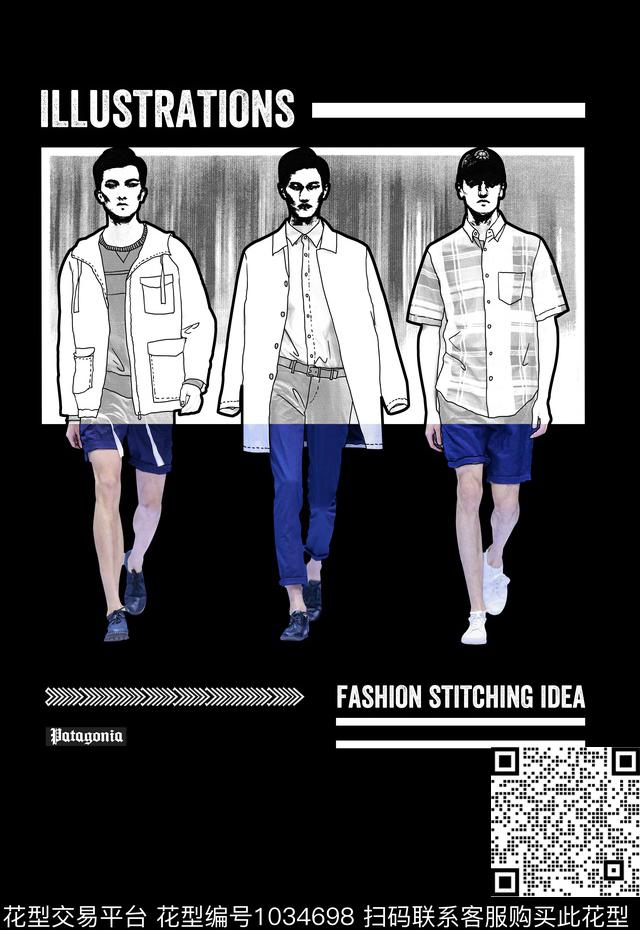 男装定位印花T桖胸花人物插画数码印花华亿平台下载（图片编号: 1034698） - 瓦栏（Walan）