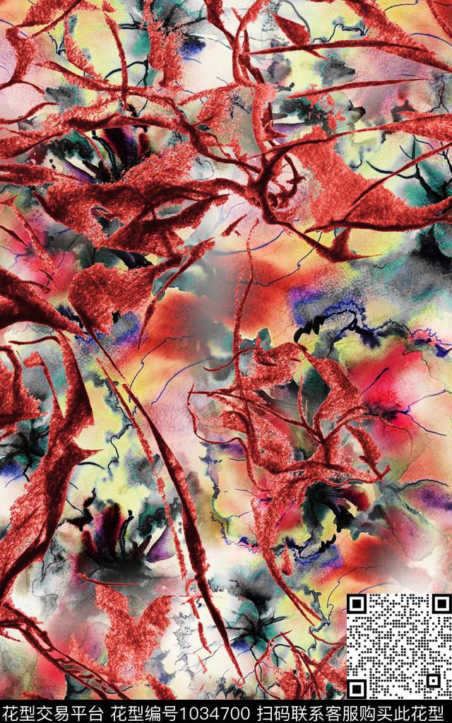 数码华亿平台笔触几何数码印花华亿平台下载（图片编号: 1034700） - 瓦栏（Walan）