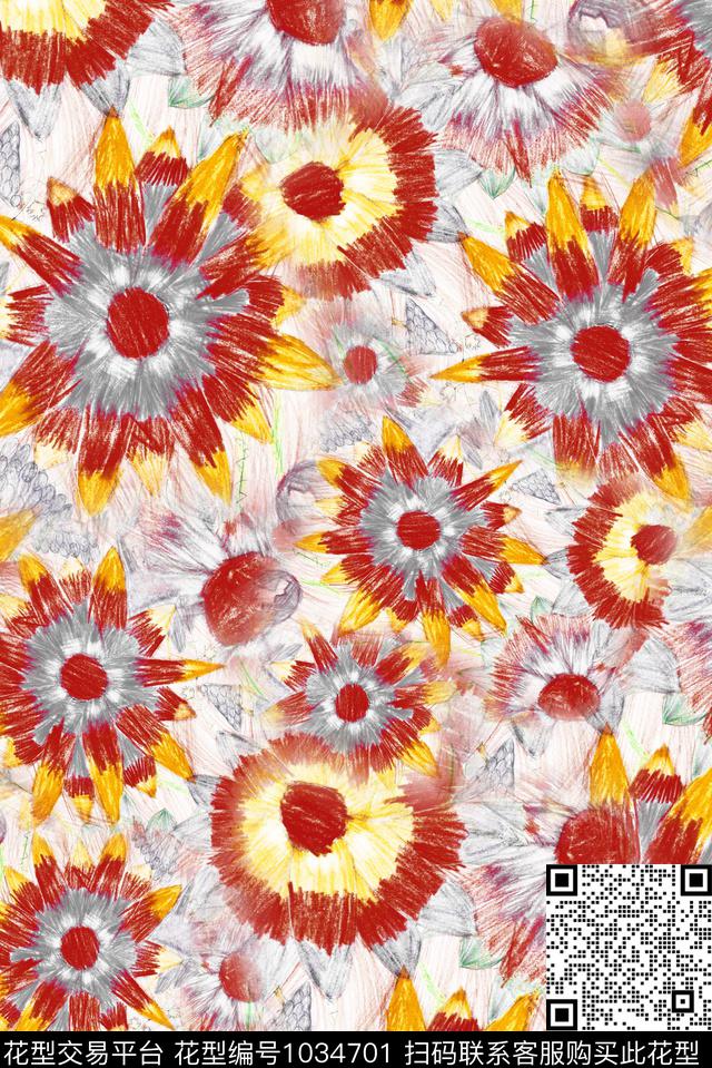 数码华亿平台笔触几何数码印花华亿平台下载（图片编号: 1034701） - 瓦栏（Walan）