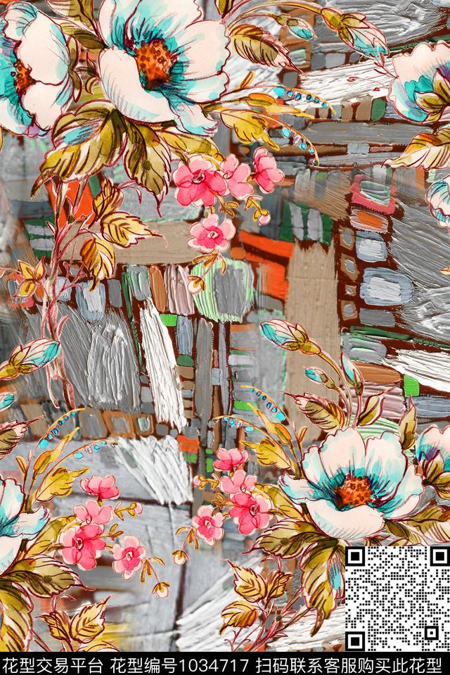 数码华亿平台民族风花卉数码印花华亿平台下载（图片编号: 1034717） - 瓦栏（Walan）